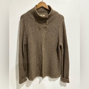 WOOLRICH Dark Khaki Heather 100% Cotton Top Button Up Cardigan‎